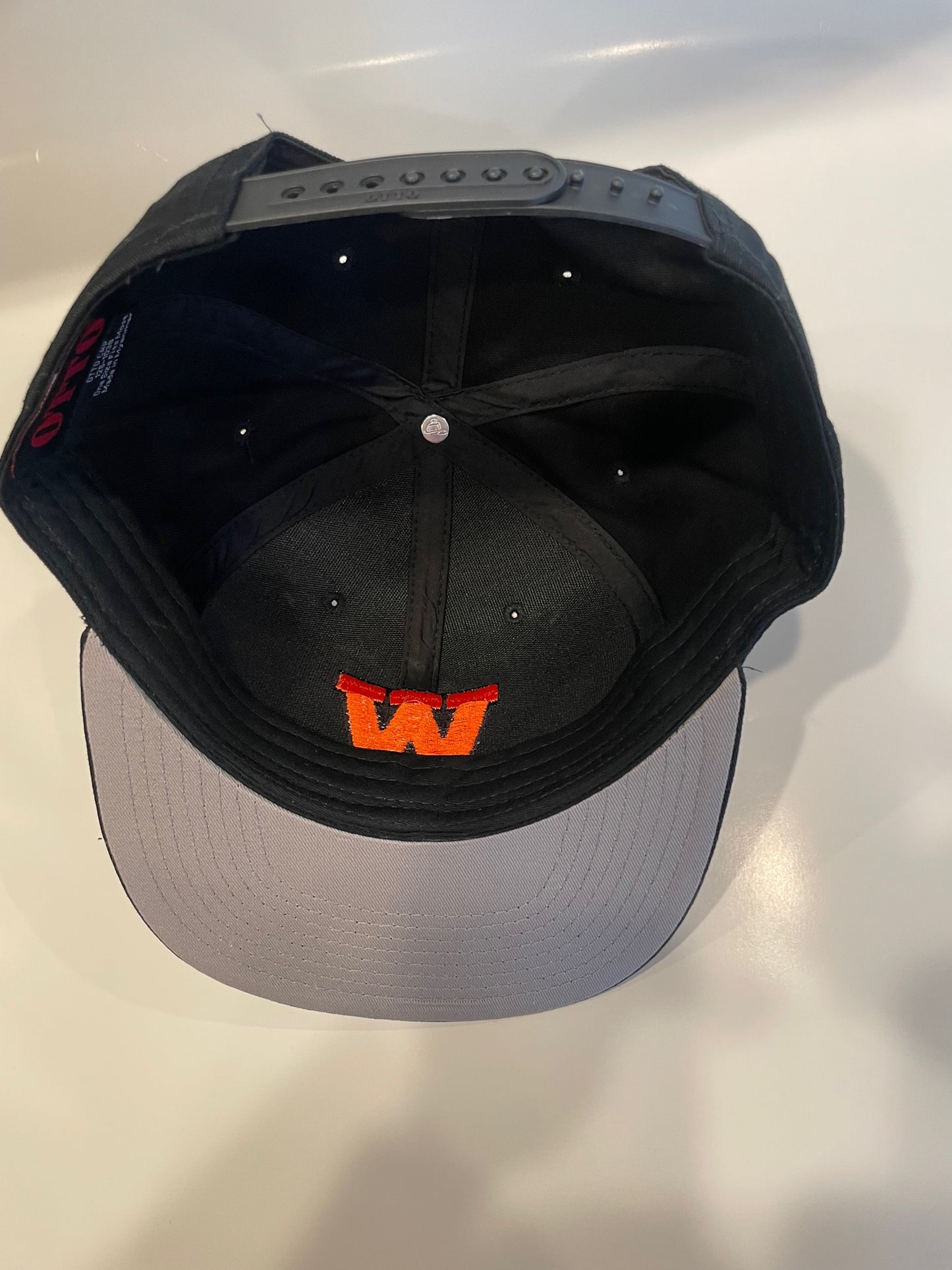 Black Flat Bill Snapback OTTO Hat w/ Orange "W"