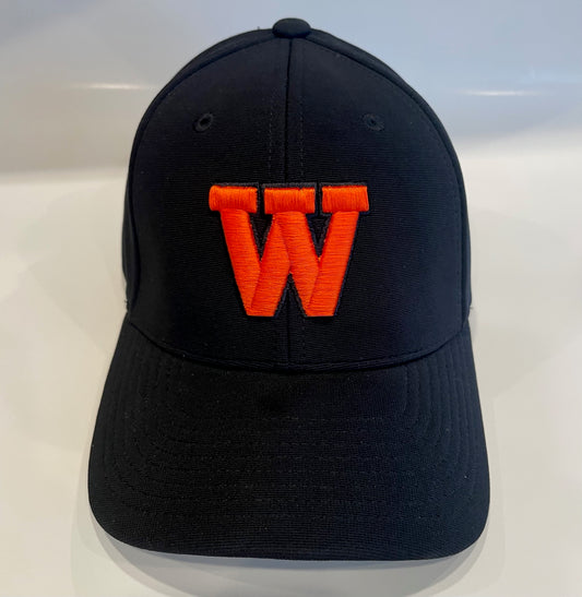 Black Curved Bill W2 Tech Hat with Orange "W" - L - XL (Large to X-Large)