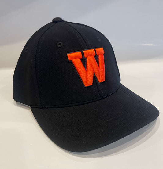 Black Curved Bill W2 Tech Hat with Orange "W" – S - M (Small - Medium)