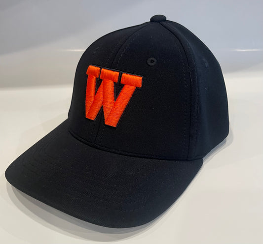 Black Curved Bill W2 Tech Hat with Orange "W" - XS (Extra Small)